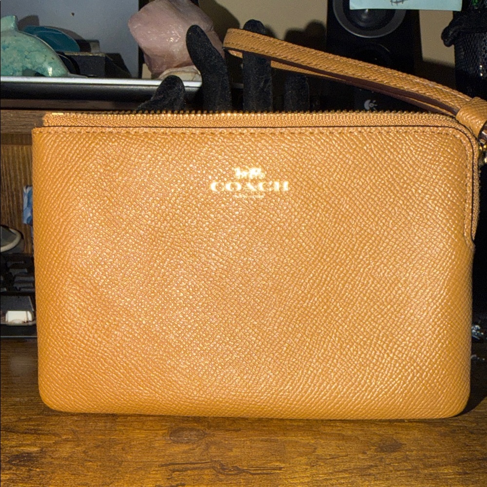 Coach taupe Leather Wristlet
